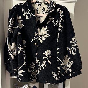 Black and Cream Floral Button-Up Jacket by Jodiful. Worn once. .